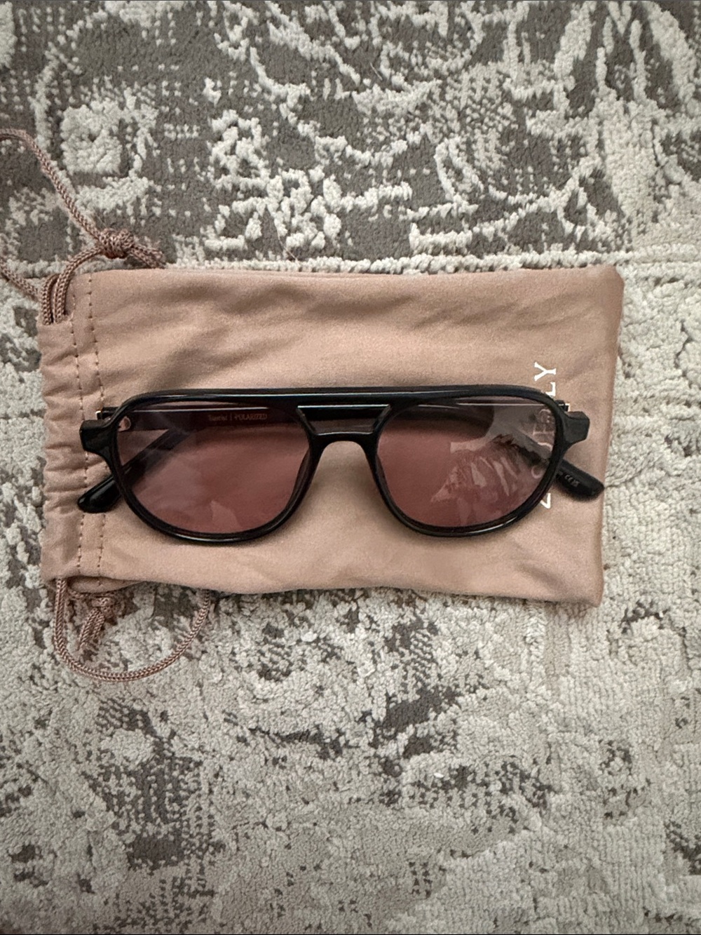 Z Supply Black Frame Sunglasses with Rose-Tinted Lenses